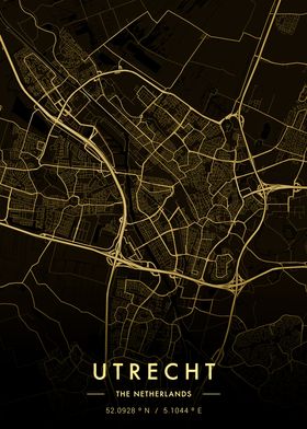 Utrecht City Map Gold