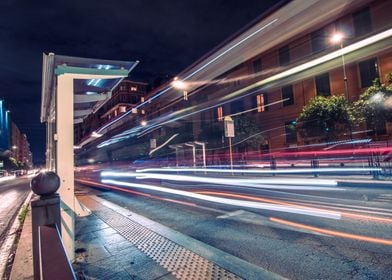 night traffic light trails