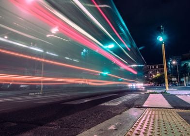 night traffic light trails