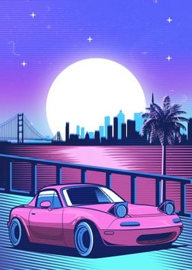 miata jdm car synthwave