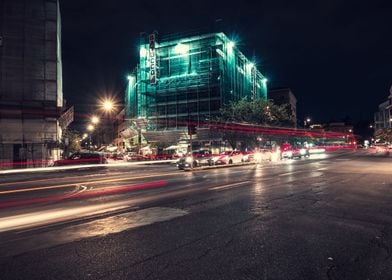 night traffic light trails