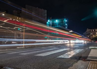 night traffic light trails