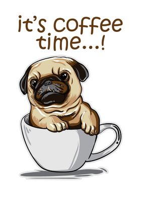 Pug Coffee Time