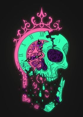 Neon Time Skull