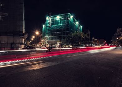 night traffic light trails