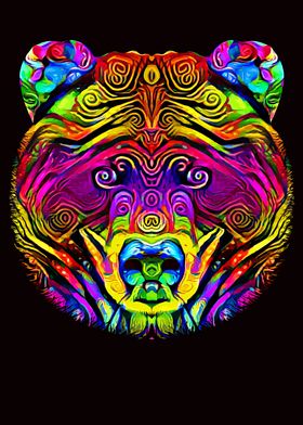 Bear Head Colorful Art