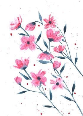 Pink Watercolor Daisies