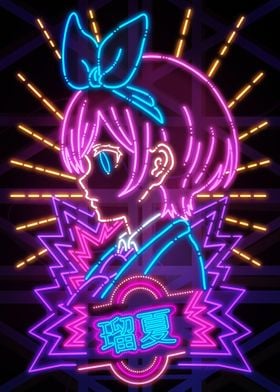 Bandanna Girl Anime Neon