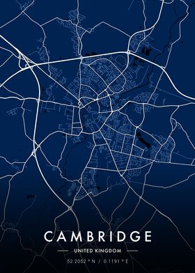 Cambridge City Map Blue