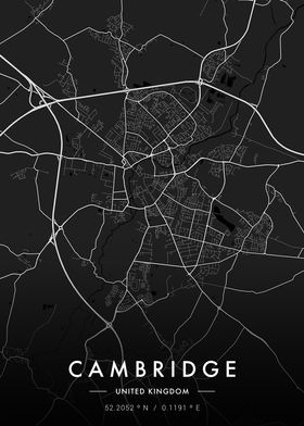 Cambridge City Map Dark