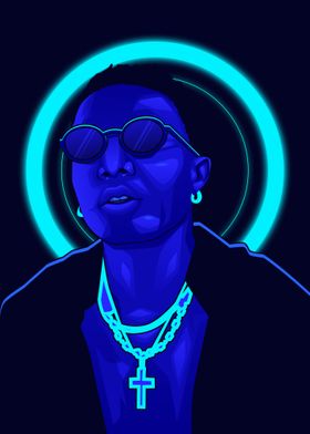 Wizkid Neon Art Poster