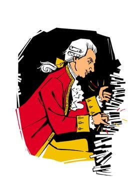 Mozart is playing piano