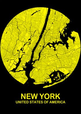 New York Yellow Circle Map