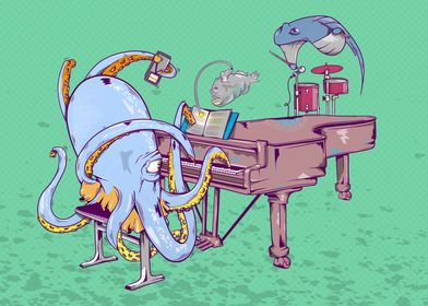 Octopus playing piano