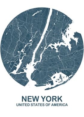 New York Blue Circle Map