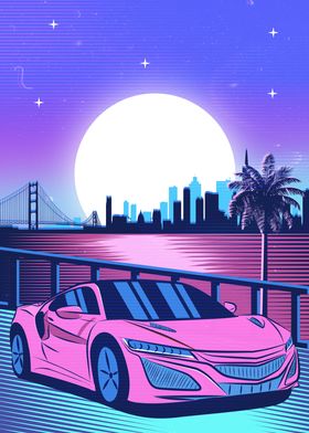 nsx jdm car synthwave