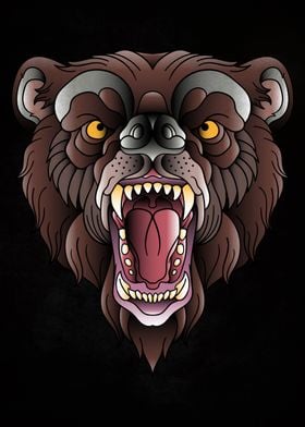 bear neotraditional tattoo' Poster by almost seven | Displate