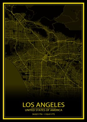 LA Black and Yellow Map