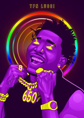 YFN Lucci Neon Art Poster