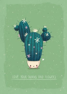 Cute Cactus with Flowers