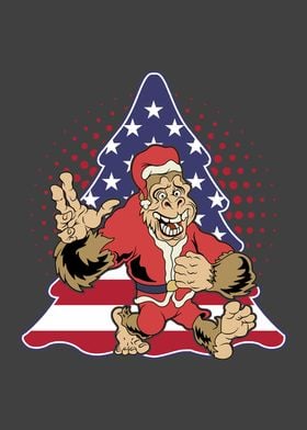 Funny Bigfoot US Flag