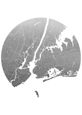 New York Silver White Map