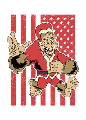 USA Bigfoot Santa Funny