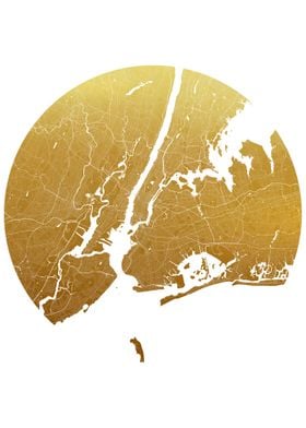 New York Gold White Map