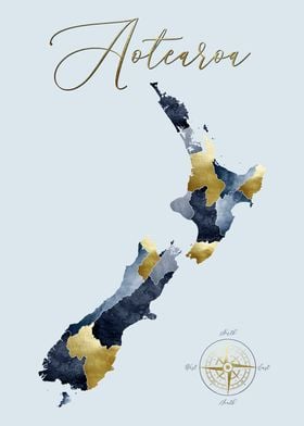 New Zealand Map Art