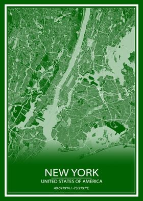 New York Green White map