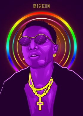 Wizkid Neon Art Poster