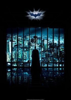 Batman looking at Gotham City