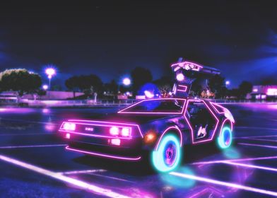 Neon Delorean