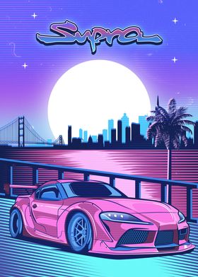 supra jdm car synthwave