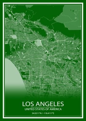 LA Green and White Map