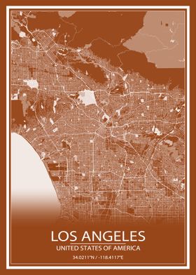 LA Brown and White Map