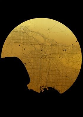 Los Angeles Gold Black Map