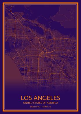 LA Purple and Orange Map