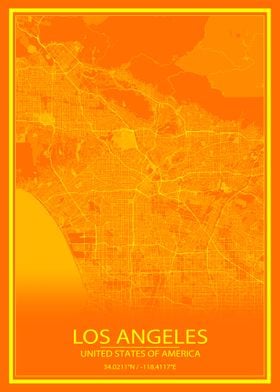 LA Orange and Yellow Map