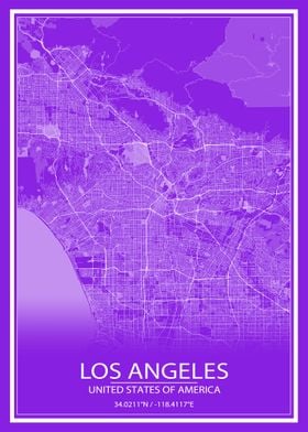 LA Purple and White Map