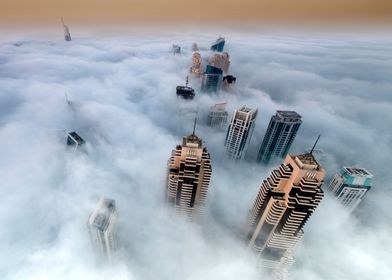 Hidden city by clouds