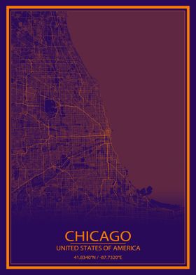 Chicago Purple Orange Map