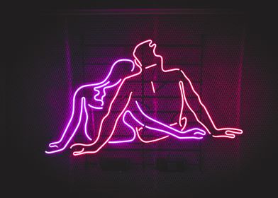 Couple In Neon Romance