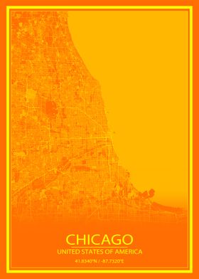 Chicago Orange Yellow Map