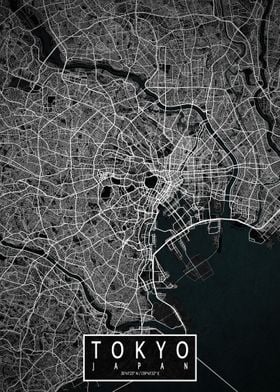 Tokyo City Map Dark
