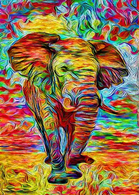 Elephant Rainbow Art