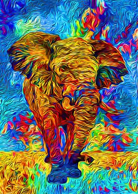 Elephant Colorful Painting