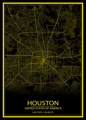 Houston Black Yellow Map