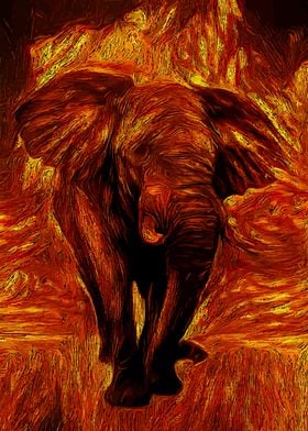 Elephant Flaming Gold