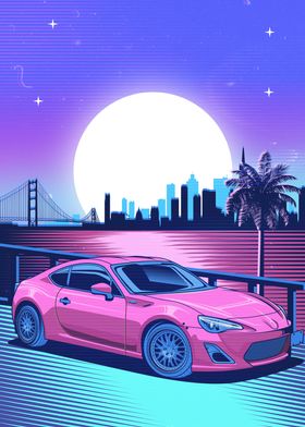 scion frs jdm synthwave